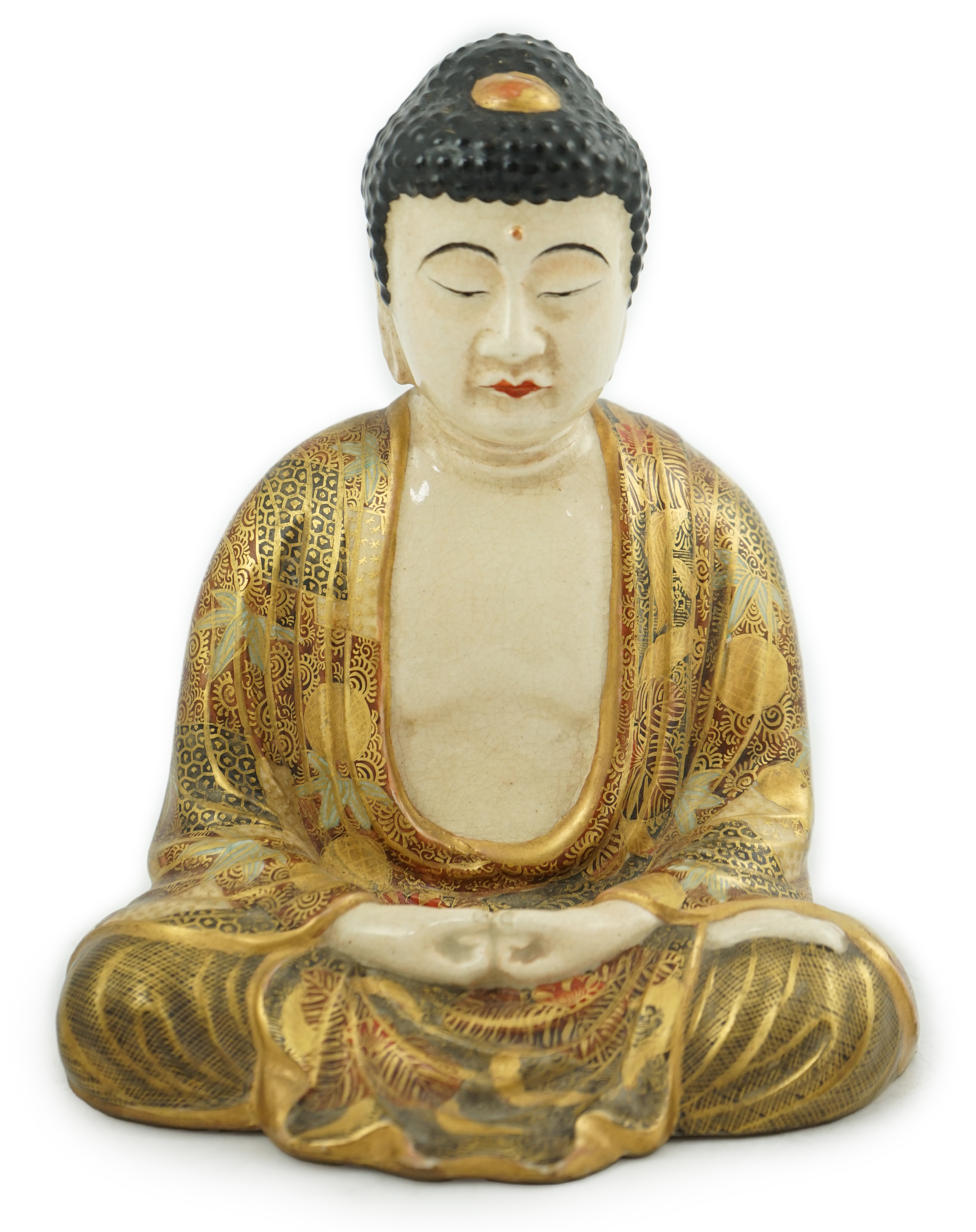 A Japanese Satsuma seated figure of Buddha, Meiji period